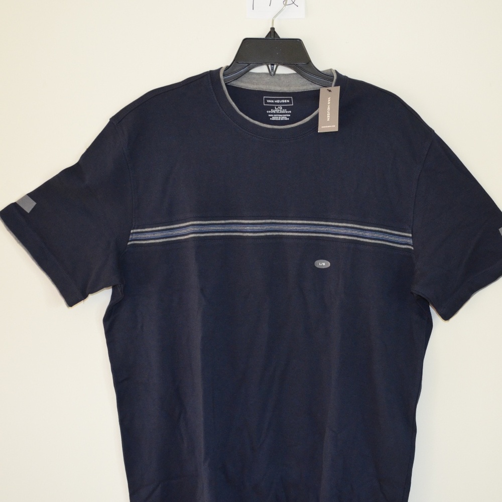 NWT Mens SS L Van Heusen  Striped Tee Shirt